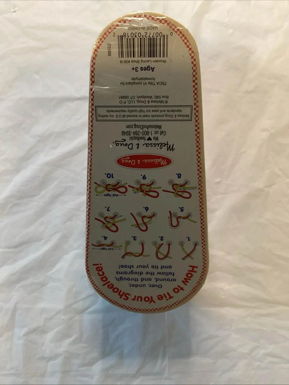 Melissa & Doug Red and White Wooden Lacing Shoe